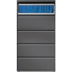Lorell 5 Drawer Metal Lateral File Cabinet, 38 inx21.5 inx71.5 in, Dark Gray