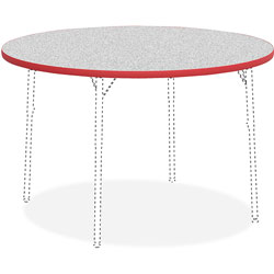 Lorell Activity Tabletop, 48 in Round, Gray/Red