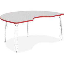 Lorell Activity Tabletop, Kidney, 48 in x 72 in, Gray/Red