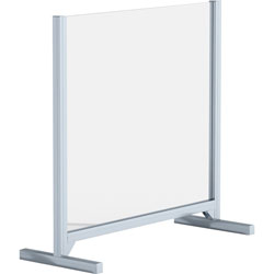 Lorell Adjustable Glass Protective Barrier, 30 in x 31 in Height, 1 Each, Clear, Tempered Glass, Aluminum