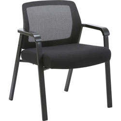 Lorell Big & Tall Guest Chair, Fabric Seat, Mesh Back, Steel Frame, Black, 28.5 in x 37.8 in Depth x 34 in Height, 1 Each