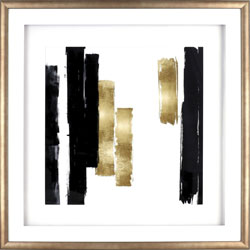 Lorell Blocks Design Framed Abstract Artwork, 29.50 in x 29.50 in Frame Size, 1 Each, Black, Gold