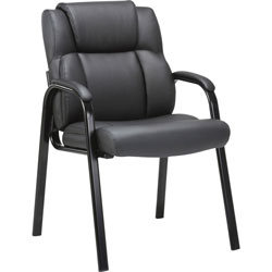 Lorell Bonded Leather High-back Guest Chair, Black, 25.3 in x 26.1 in Depth x 36.9 in Height, 1 Each