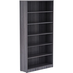 Lorell Bookcase, 6 Shelves, 36 inx12 inx72 in, Weathered Charcoal