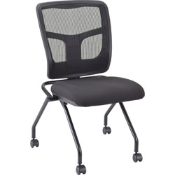 Lorell Chair, Black Fabric Seat, Mesh Back, Metal Frame, Rectangular Base, Black, 18.50 in Seat Width, 24.7 in x 24 in Depth x 37 in Height, 2 / Carton