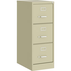 Lorell Commercial-Grade Putty Vertical File - 15 in x 22 in x 40.2 in - 3 x Drawer(s) for File - Letter - Vertical - Ball-bearing Suspension, Removable Lock, Pull Handle, Wire Management - Recycled