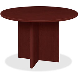 Lorell Conference Table, Round Top, 42 inDia x 1 inThick x 29 inH, Mahogany