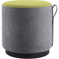 Lorell Contemporary Seating Round Foot Stool, Green, Gray Fabric Seat, 16.9 in x 16.9 in Depth x 16.9 in Height, 1 Each