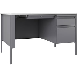 Lorell Desk, Right-Pedestal, 48 inx30 inx29-1/2 in, White/Platinum