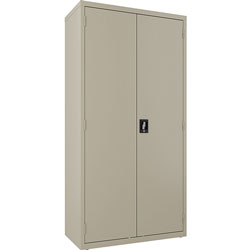 Lorell Double Door Wardrobe, Lockable, 36 inWx18 inLx72 inH, Putty