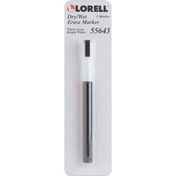 Lorell Dry/Wet Erase Fluorescent Marker, White