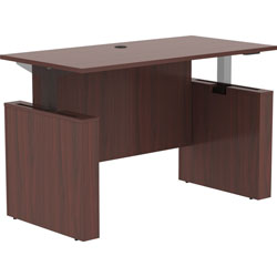 Lorell Essentials 60 in Sit-to-Stand Desk Shell, 0.1 in Top, 1 in Edge, 60 in x 29 in x 49 in, Material: Polyvinyl Chloride (PVC) Edge, Finish: Mahogany Laminate Top, Mahogany