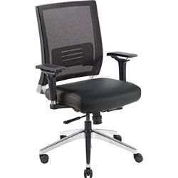 Lorell Exec. Swivel Chair,28-1/2 inx28-1/4 inx43-1/2 in,Black Mesh/Lthr