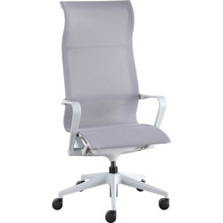 Lorell Executive Gray Mesh High-back Chair, Nylon, Mesh Back, Plastic Frame, 5-star Base, Gray, 26 in x 26.3 in Depth x 49.8 in Height, 1 Each