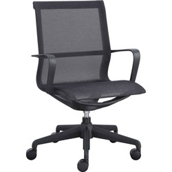 Lorell Executive Mesh Mid-back Chair, Black Nylon Seat, Black Nylon Back, Plastic Frame, 5-star Base, 26.3 in x 26.3 in Depth x 38.5 in Height, 1 Each