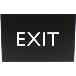 Lorell Exit Sign, 1 Each, 4.5 in x 6.8 in Height, Rectangular Shape, Easy Readability, Braille, Plastic, Black