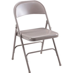 Lorell Folding Chairs, Steel Seat, 19-3/8" x 18-1/4" x 29-5/8", Beige