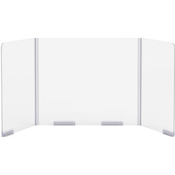 Lorell Folding Social Distance Barrier, 2 / Carton, Clear, Acrylic, Polyvinyl Chloride (PVC)