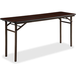 Lorell Folding Table, 60 in x 18 in, Mahogany