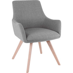 Lorell Gray Flannel Guest Chair with Wood Legs, Four-legged Base, Gray, 25.1 in x 24.8 in Depth x 35 in Height, 1 Each