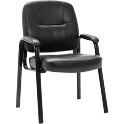 Lorell Guest Chair, Leather, 25"x27"x34", Black