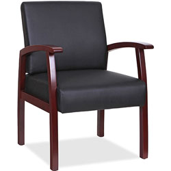 Lorell Guest Chair, 24 in x 25 in x 35-35-1/2 in, Black Leather