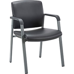 Lorell Healthcare Upholstery Guest Chair - Steel Frame - Square Base - Black - Vinyl - Armrest