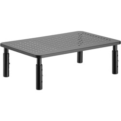 Lorell Height-Adjustable Steel Desktop Stand - 44 lb Load Capacity - 5.5 in, x 9.3 in x 14.5 in Depth - Desktop - Steel - Black