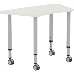 Lorell Height-adjustable Trapezoid Table, Trapezoid Top, 60 inx 23.62 in Table Top Depth, 33.62 in Height, Assembly Required, Laminated, Gray, Laminate