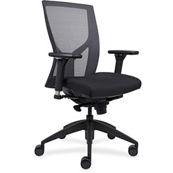 Lorell High-back Chair, Mesh Back, 6-way Arms, 26-1/4 in x 25 in x 47 in, Black