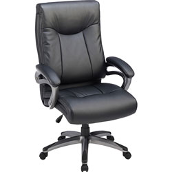 Lorell High-Back Exec Chair, Leather, 27 inx30 inx46-1/2 in, BK
