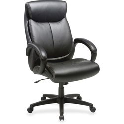 Lorell High Back Leather Chair, 28 in x 31-3/4 in x 45-1/2 in. Black