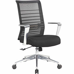 Lorell Horizontal Mesh Back Conference Chair, Black Fabric, Molded Foam Seat, Mesh Back, High Back