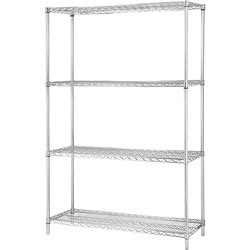 Lorell Industrial Wire Shelving Starter Kit, 48 in x 18 in, Chrome