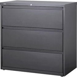 Lorell Lateral File, 3-Doorawer, 42 in x 18-5/8 in x 40-1/4 in, Charcoal