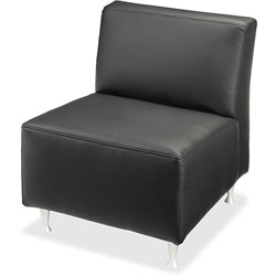 Lorell Lounge Chair, No Arms, Leather, 24-1/2 in x 29 in x 29-1/2 in, Black