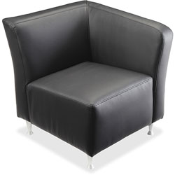 Lorell Lounge Chair with Left Arm, Leather, 26-3/4 in x 29 in x 29-1/2 in, Black
