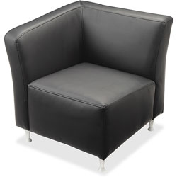 Lorell Lounge Chair with Right Arm, Leather, 26-3/4 in x 29 in x 29-1/2 in, Black