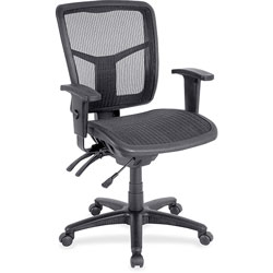 Lorell Mesh Swivel Midback Chair, 25-1/4 in x 23-1/2 in x 40-1/2 in, BKSR