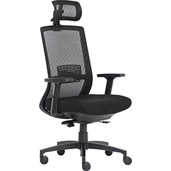 Lorell Mesh Task Chair - Fabric, Memory Foam Seat - Black - Armrest
