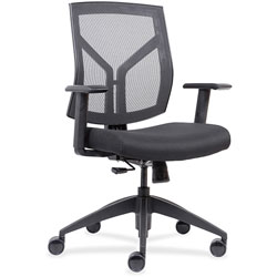 Lorell Mid-back Chair, Mesh Back, 26-1/2 in x 25 in x 45 in, Black Fabric