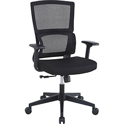 Lorell Mid-Back Mesh Chair - Fabric Seat - Mid Back - 5-star Base - Black - Armrest