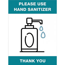 Lorell Please Use Hand Sanitizer Sign, 1 Each, Please Use Hand Sanitizer Print/Message, 6 in Width, Rectangular Shape, Easy to Clean, Easy Installation, Acrylic, White, Green