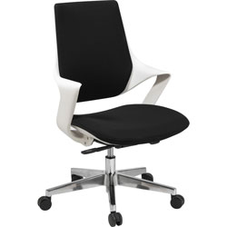 Lorell Poly Shell Conference Task Chair, Fabric,, White, 21 in Seat Width x 20 in Seat Depth, 23.5 in x 23.5 in Depth x 36 in Height