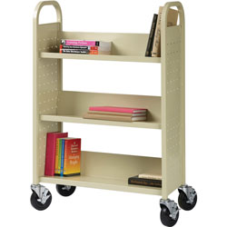 Lorell Single-Sided Booktruck, 32 in x 14 in x 46 in, Putty