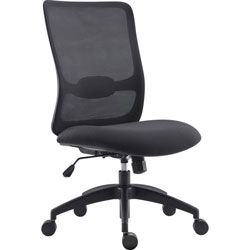 Lorell SOHO Collection Armless Staff Chair, 26.4 in x 24.4 in x 42.1 in, Material: Fabric Seat, Nylon Base, Finish: Black, Gray