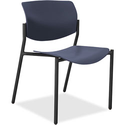 Lorell Stacking Chairs, No Arms, 21-1/2 in x 25 in x 33 in, 2/CT, Dark Blue/Black