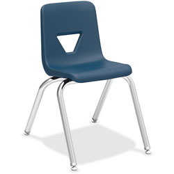 Lorell Stacking Student Chair, 16 in x 20-1/2 in x 27 in, Navy