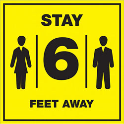 Lorell Stay 6 Feet Away Bright Yellow Sign, 1 Each, STAY 6 FEET AWAY Print/Message, 6 in Width, Bright Yellow
