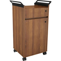 Lorell Storage Cabinet, Mobile with Drawer, 23-1/2 in x 17-3/4 in x 39-2/5 in, Walnut
